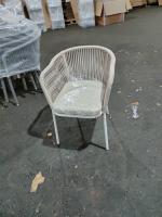"Лион" плетеный стул из роупа (веревки), стальной каркас (белый), цвет бежевый