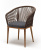 "Марсель" стул плетеный из роупа, основание дуб, роуп коричневый круглый, ткань темно-серая