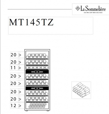 Трехзонный шкаф, LaSommeliere модель MT145TZ